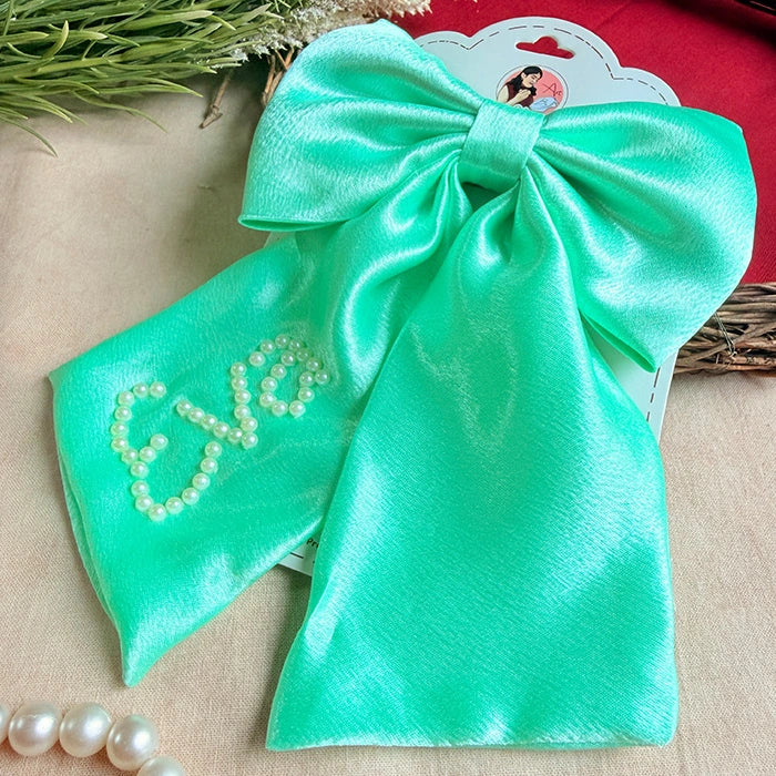 Serena Pearl Bow Hand-Embroidered Hair Accessory