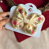 Lemon Yellow Butterfly Embroidered Bow | Handmade Floral Hair Bow