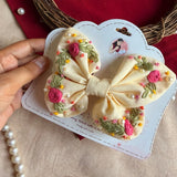Lemon Yellow Butterfly Embroidered Bow | Handmade Floral Hair Bow