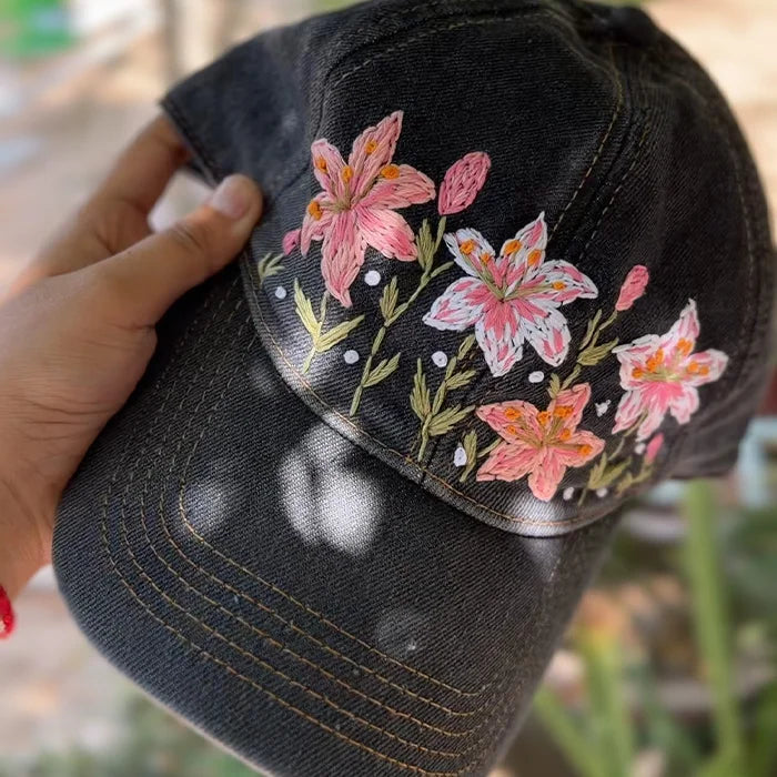 The Lily Cap - Hand-Embroidered
