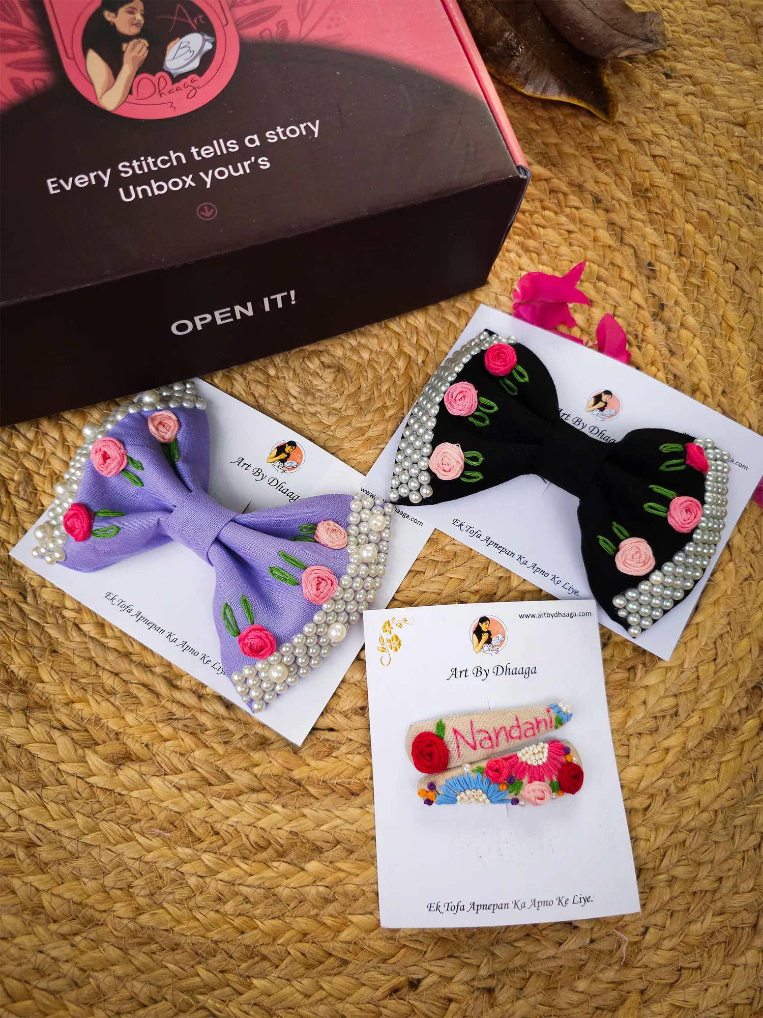 Everyday Mini Set – Hand Embroidered Personalized Hair Accessories