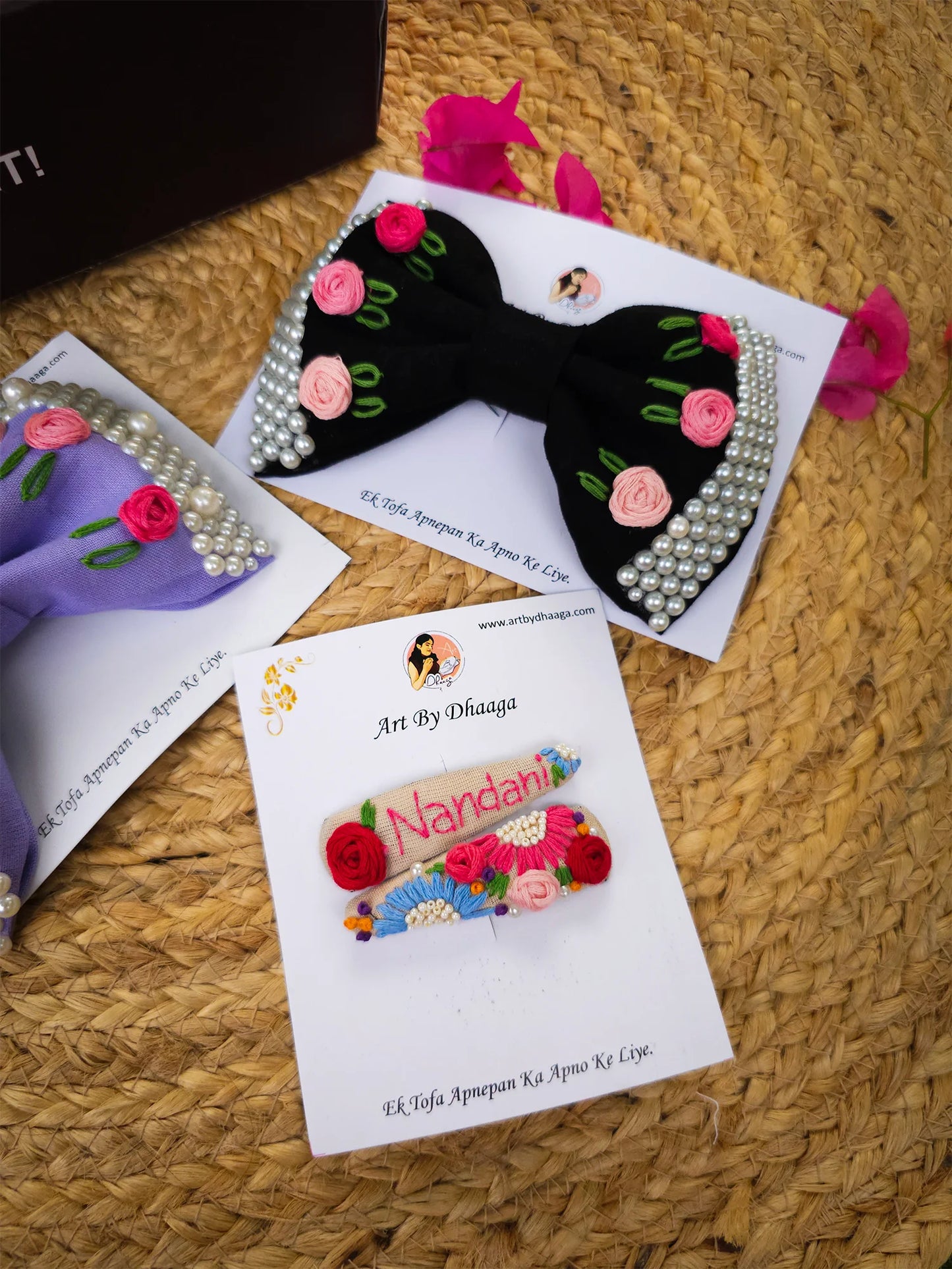 Everyday Mini Set – Hand Embroidered Personalized Hair Accessories