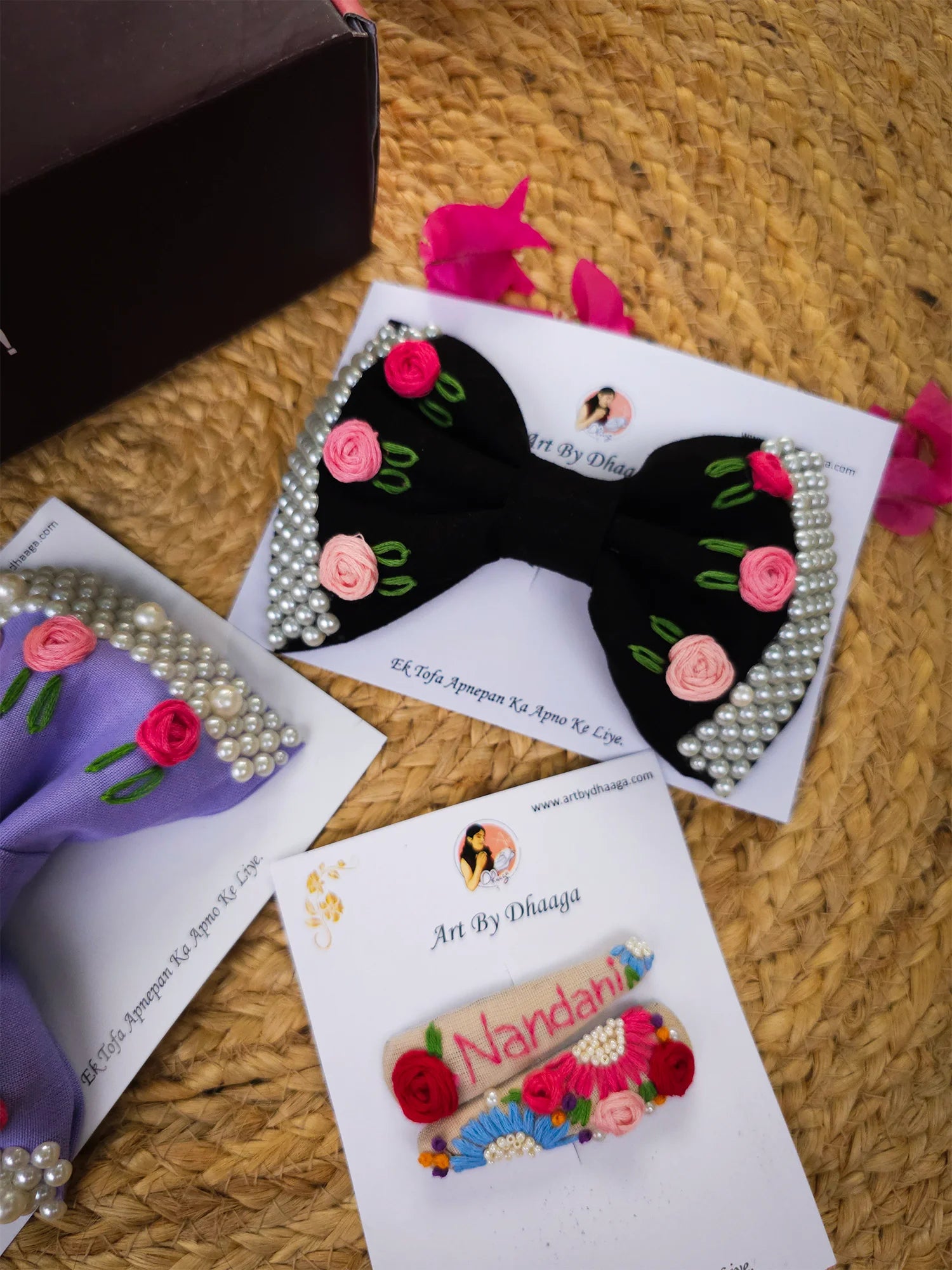 Everyday Mini Set – Hand Embroidered Personalized Hair Accessories