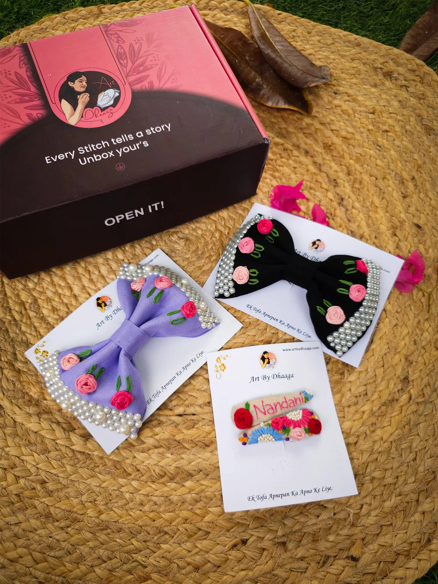 Everyday Mini Set – Hand Embroidered Personalized Hair Accessories