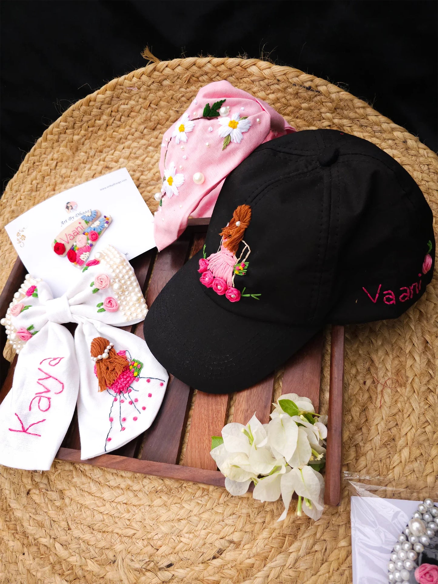 Black & Bloom Summer Grace personalised Hamper – Hand Embroidered Gift Set