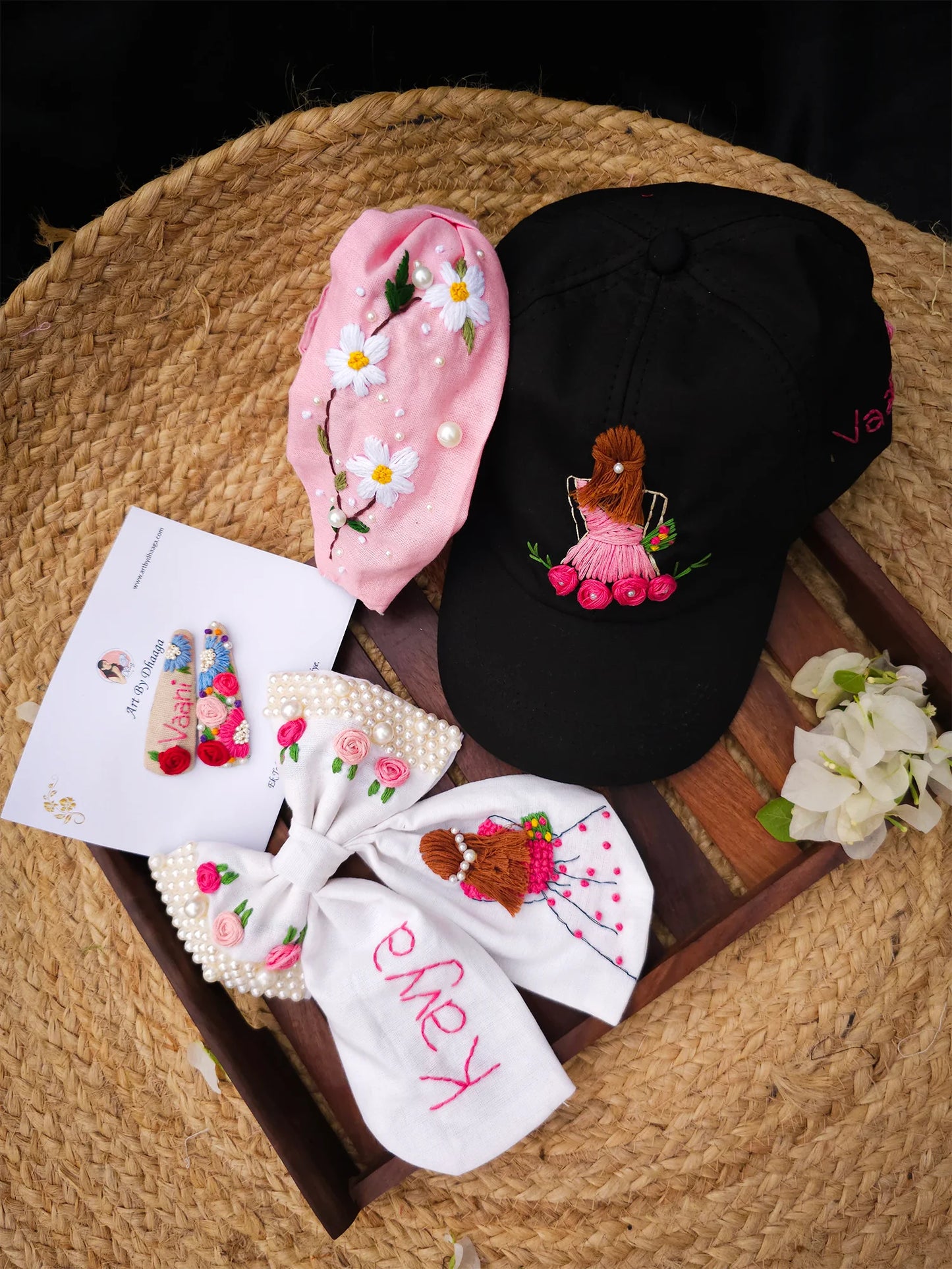 Black & Bloom Summer Grace personalised Hamper – Hand Embroidered Gift Set