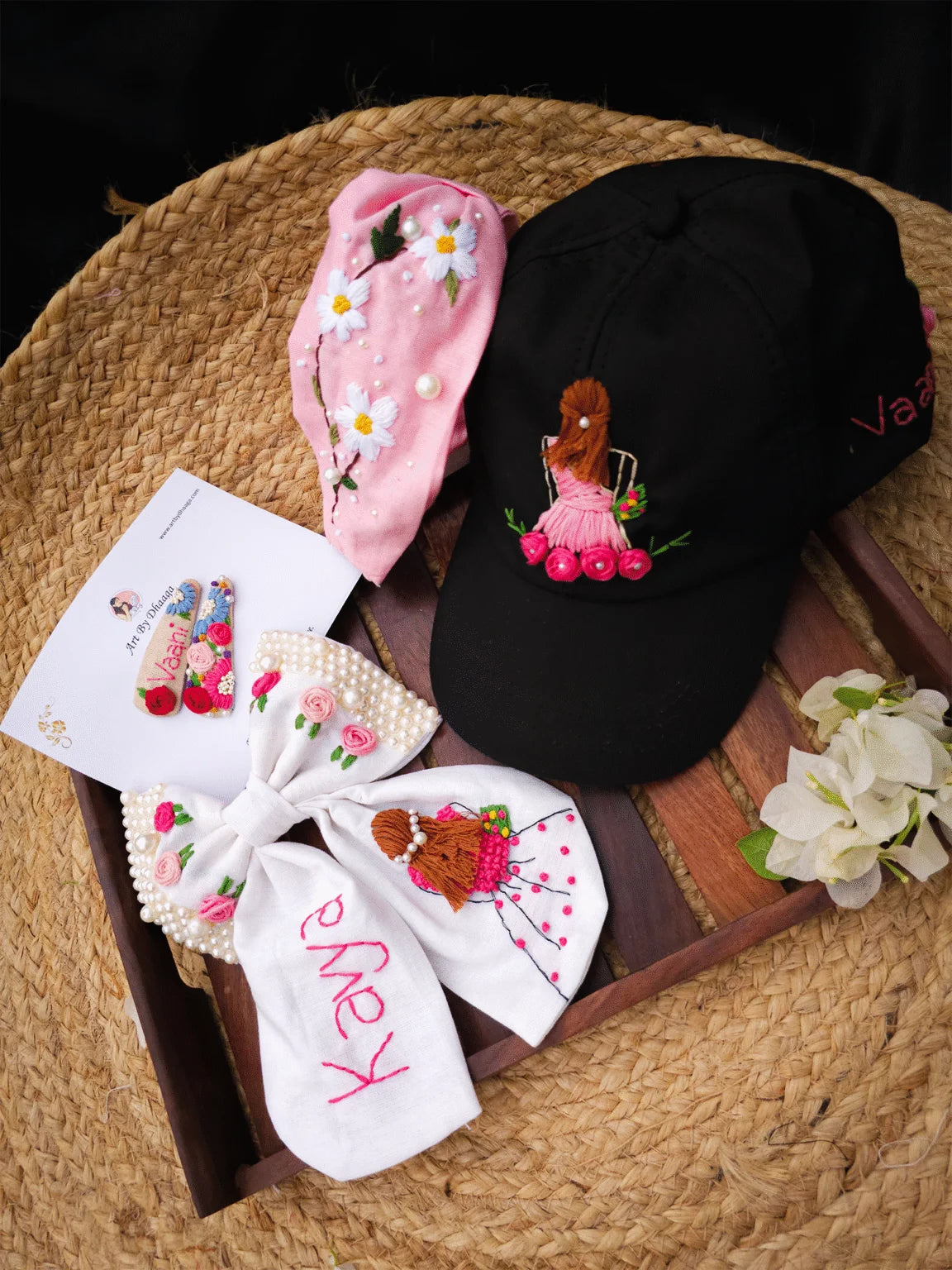 Black & Bloom Summer Grace personalised Hamper – Hand Embroidered Gift Set