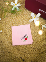 Rose Whisper Name Hankey – Hand Embroidered Personalised Gift