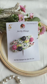 Siya Hand Embroidered Floral Tic Tac Clips