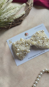 Darling Pearl Hand-Embroidered Bow Hair Accessory