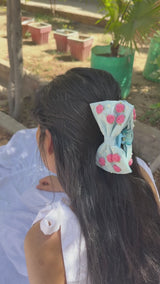 Sky Bloom Hand Embroidered Clutcher Bow