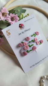 Gulaab Hand Embroidered Rose Tic-Tac Hair Clips