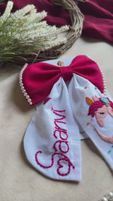 Unicorn Personalized Hand-Embroidered Bow Hair Accessory