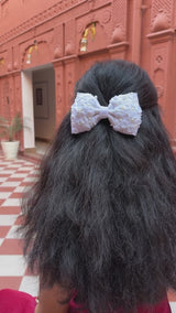 mini floral white bow