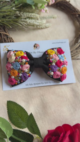 Aaravali Hand Embroidered Floral Bow Hair Accessory