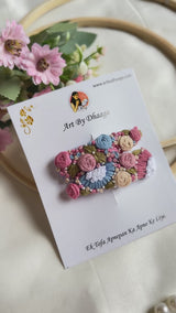 Gori Hand Embroidered Floral Tic-Tac Hair Clips