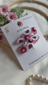 Khushi Hand Embroidered Floral Tic-Tac Hair Clips
