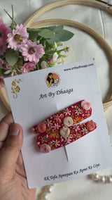 Lakshmi Hand Embroidered Floral Tic-Tac Hair Clips