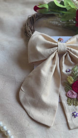 Ganga Hand Embroidered Floral Bow Hair Clip