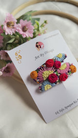 Moon Light Hand Embroidered Floral Tic-Tac Hair Clips