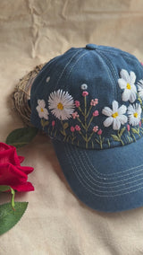 Daisy Meadow Hand Embroidered Cap