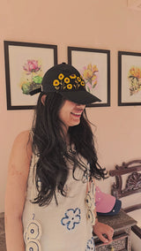 Sunflower Muse Hand Embroidered Cap