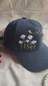 Moonlit Meadow Hand Embroidered Corduroy Cap