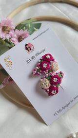 Heart Beat Hand Embroidered Floral Tic-Tac Hair Clips