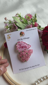 Personalized Heart Hand Embroidered Name Tic Tac Clips
