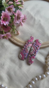 Inchanted Lavender Hand Embroidered Tic-Tac Hair Clips