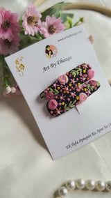 Harmaini Hand Embroidered Floral Tic-Tac Hair Clips