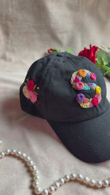Personalised Floral Initial Hand Embroidered Cap