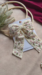 Meera Hand Embroidered Floral Bow Hair Clip