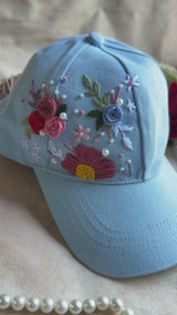Sky Cinderella Hand Embroidered Floral Cap