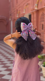 Apsara Lavender Hand Embroidered Floral Bow Hair Clip