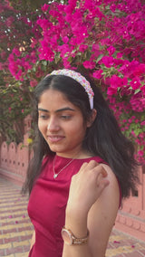 Phoolwari Safed Gul Hand Embroidered Headband