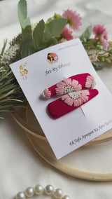 Basanti Hand Embroidered Floral Tic Tac Clips