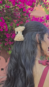 Desert Rose Hand Embroidered Clutcher Bow