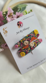 Krishna Hand Embroidered Floral Tic-Tac Hair Clips
