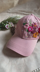 Blush Bloom Hand Embroidered Cap