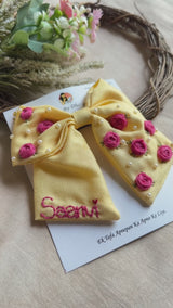 Baby Bloom Yellow Personalized Hand Embroidered Bow Hair Accessory