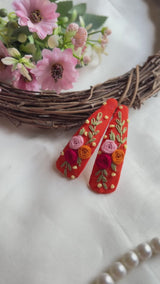 Ravi Hand Embroidered Floral Tic-Tac Hair Clips