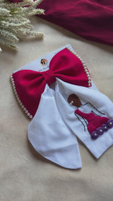Backless Princess Hand Embroidered Bow Hairband
