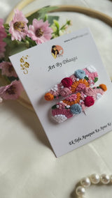 Dua Hand Embroidered Floral Tic-Tac Hair Clips