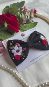 Dherya Hand Embroidered Floral Bow Hair Clip
