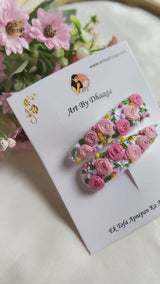 Love Me Like You Do Hand Embroidered Floral Tic-Tac Hair Clips