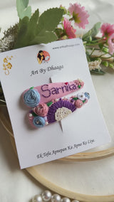 Personalized Pink Floral Hand Embroidered Tic Tac Clips