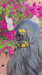 Sunflower Hand Embroidered Clutcher Bow