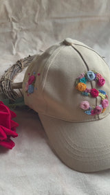 Sandstone Floral Initial Embroidered Cap