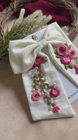 Aruna Floral Hand-Embroidered Bow Hair Accessory